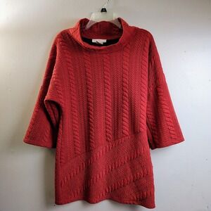 Papillon Blanc Sweater Dress Mock Neck Size Small Red Orange‎ Cozy Fall
